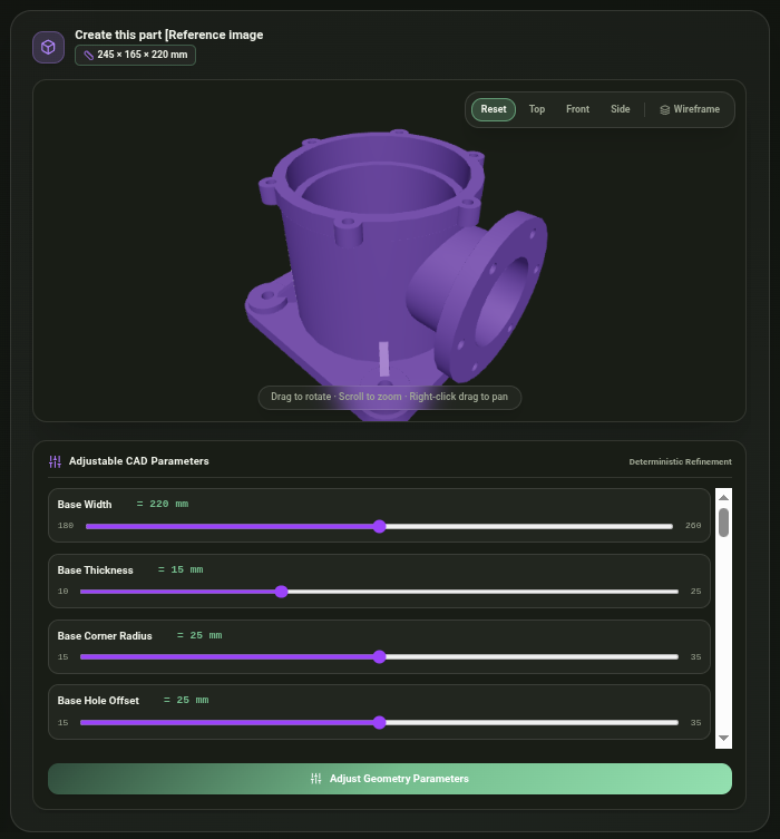 Fredgolm generating a flanged housing with adjustable CAD parameters