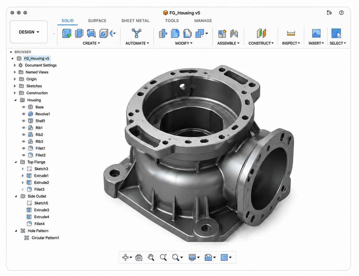 Generated CAD model in modeling software